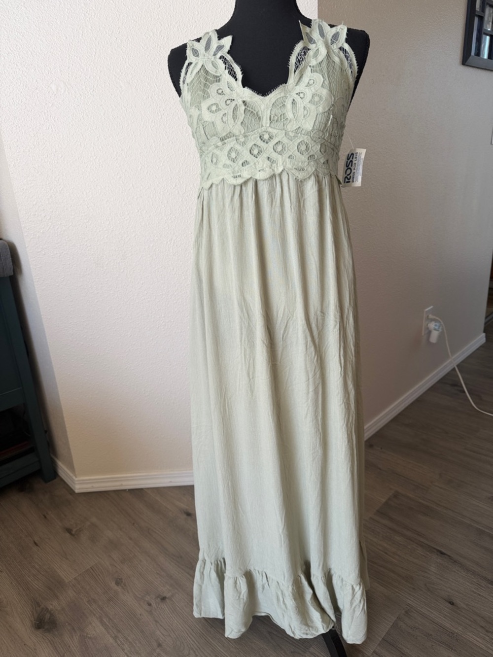 J for Justify Sage Green Lace-Trim Maxi Dress
